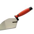 Rozsdamentes acél simító, Olejnik, trapéz, félkör, 160 mm, puha nyél, piros