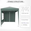 Kempingpavilon, fémvázas, 4 falú, összecsukható, zöld, 2x2x2,4 m