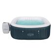 Jacuzzi medence, felfújható, négyzet alakú, pumpával és szűrővel, ponyva burkolat, adagoló, kanárikék-fehér, 778 L, 4-6 személyes, 180x180x66 cm, Bestway Lay-Z Spa