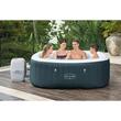 Jacuzzi medence, felfújható, négyzet alakú, pumpával és szűrővel, ponyva burkolat, adagoló, kanárikék-fehér, 778 L, 4-6 személyes, 180x180x66 cm, Bestway Lay-Z Spa