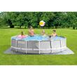 Fém szerkezetű medence, kerek, szűrővel, pumpával, létrával, ponyvaburkolattal, szürke, 457x107 cm, Intex Prism Frame