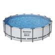 Fémszerkezetes medence, kerek, szűrővel, pumpával, létrával, ponyvaburkolattal, szürke, 488x122 cm, Bestway Steel Pro