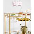 Mobil konyhai polc, Artool, kerekeken, acél, üveg, pohár- és kulacstartóval, arany, 86x38x90 cm