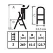 Acél létra, 3 lépcsős, max 150 kg, 0,66 m, Strend Pro
