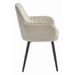 Konyha/nappali fotel stílusú szék, Artool, Lugo, bársony, fém, bézs és fekete, 57,5x56,5x86,5 cm