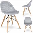 Skandináv stílusú szék, PP, fa, szürke, 45x56x77 cm, Cava