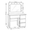 Fényes fehér fésülködő/sminkasztal, tükörrel és LED-ekkel, Irina, 94x43x141 cm