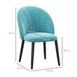 2db konyha/nappali szék szett, Telor, bársony, fém, kék zöld és fekete, 52x54x79 cm