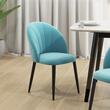 2db konyha/nappali szék szett, Telor, bársony, fém, kék zöld és fekete, 52x54x79 cm