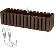 Set 3 jardiniere decorative cu suport metalic, maro, 58x18x16.2 cm, Boardee Fencycase W (DDEF600W-R222-S3)