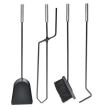 Kandalló tartozék készlet, tartó 4 db-os, acél, fekete, 22x66 cm