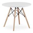 Skandináv stílusú kerek asztalkészlet + 4 Lago szék, Artool, MDF és fa, fehér és fekete, 60x50 cm