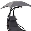 Kerti heverő, hinta típusú, fém, napernyővel, szürke, 190x115x190 cm