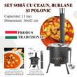 Soba cu ceaun/tuci, cu burlane, 36 cm, ceaun de 14 L, polonic, lingura lemn, Artool (143295)