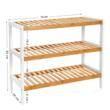 Cipőtároló állvány, Artool, 3 polc, bambuszfa, fehér és natúr, 70x26x55 cm