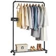 Mobil állvány kerekekkel ruha tárolására, Artool, cipőpolccal, acél, fekete, max 40 kg, 90,5x40,5x158 cm