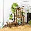 Állvány virágcserepekhez, fa, 4 szintes, 4 férőhelyes, 76x30x90 cm