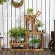 Állvány virágcserepekhez, fa, 4 szintes, 4 férőhelyes, 76x30x90 cm