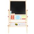 Festőállványos oktatótábla, 2 oldallal, számológép, marker, szivacs, kréta, fa, 41x32x67 cm, Kruzzel