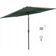 Kerti/terasz esernyő LED-del, hajtókar, Chomik, zöld, 300 cm