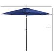 Kerti/terasz esernyő, dönthető, hajtókar, kék, 300 cm