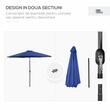 Kerti/terasz esernyő, dönthető, hajtókar, kék, 300 cm