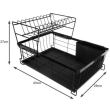 Edényszárító, lefolyó, konyha, 2 szintes, fém és műanyag, fekete, 43x29x27 cm, Ruhhy