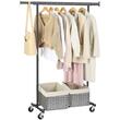 Mobil ruhatartó kerekekkel, Songmics, állítható, fém, fekete, max 90 kg, 92x45,4x160 cm
