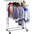 Mobil ruhatartó kerekekkel, Songmics, állítható, fém, ezüst, max 110 kg, 129x55x148 cm