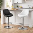 Konyhai/bárszék, Artool, Kast, forgó, ökológiai bőr, fehér és ezüst, 45,5x48,5x85-105 cm