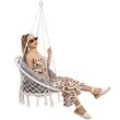 Brazil függőágy, üléstípus, Springos, párnával, krém és szürke, max 150 kg, 79x80x120 cm