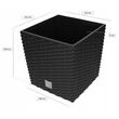 Virágcserepek, Prosperplast, Rato Low, négyzet, rattan utánzat, antracit, 22,3x22,3x22,8 cm