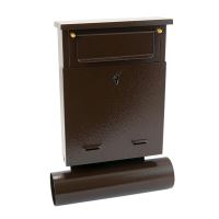 Postaláda, újságtartóval, barna, B6 formátum, 23x6,5x33,5 cm, Damech