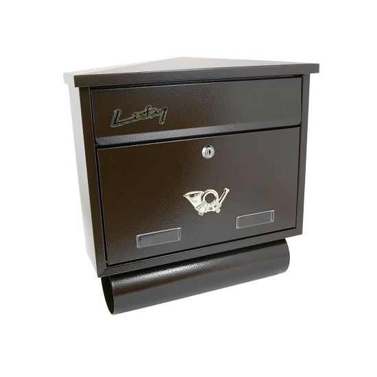 Postaláda, újsághellyel, barna, C4 formátum, 39x12x41 cm, Damech