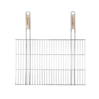 Grill, grillhez, króm, fa nyél, 58x38 cm