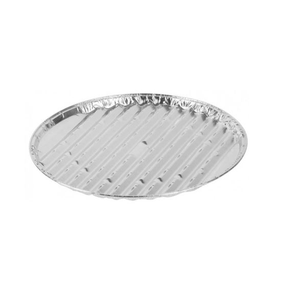 Eldobható alumínium tálca, kerek, grillezéshez, perforált, 3 db-os készlet, 33x1,5 cm, Magic Home
