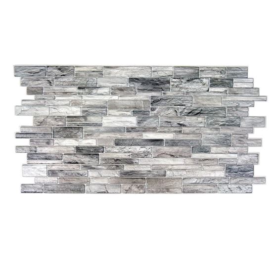 Dekoratív panel, PVC, 3D kő modell, sötétszürke árnyalatok, 96x48,5 cm