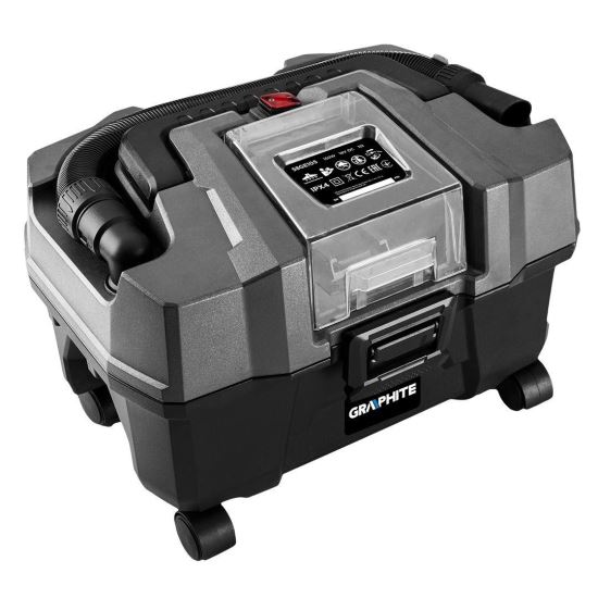 Száraz műhelyporszívó, 18V Li-ion (akkumulátor nem tartozék), fúvó funkció, tartozékokkal, Graphite Energy