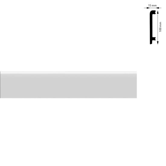 Műanyag lábazat, fehér, 100x15 mm, 2,4 m