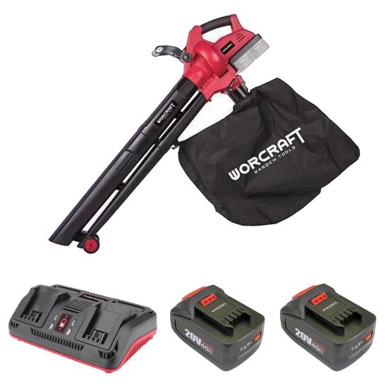 Leveles porszívó, 2 db 4 Ah akkumulátorral, 2x20V Li-ion töltővel, gyűjtőtáskával, Worcraft
