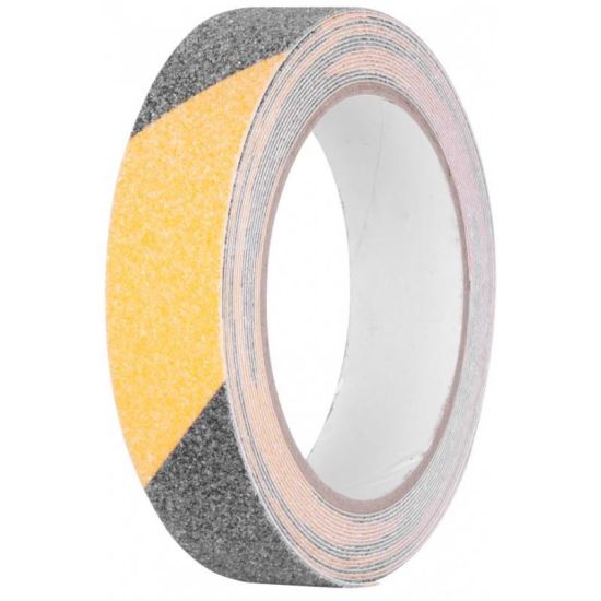 Csúszásmentes szalag, öntapadó, extra tartós, 25 mm x 5 m, fekete és oromzat, Strend Pro