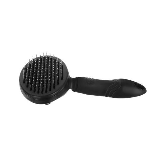 Kefe, fésű, kutya- és macskaápoló, öntisztító, fekete, 9,5x18 cm, Purlov