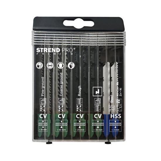 Vászon, penge, ingafűrész, fához, acélhoz, alumíniumhoz, CV, HSS, készlet 10 db, 100/75 mm, Strend Pro