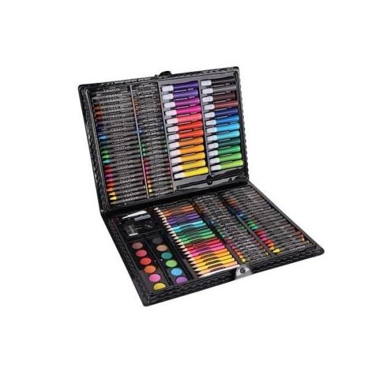 Festő és rajzkészlet gyerekeknek, fekete műanyag készlet, 168 db, Isotrade