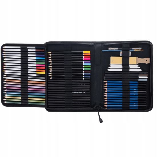 Rajzkészlet, vázlatok, borítóval, 72 db, 21x3,5x30 cm, Malatec