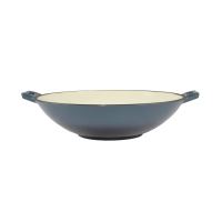 Wok típusú öntöttvas edény, zománcozott, kék, 35,5x11 cm, Perfect Home