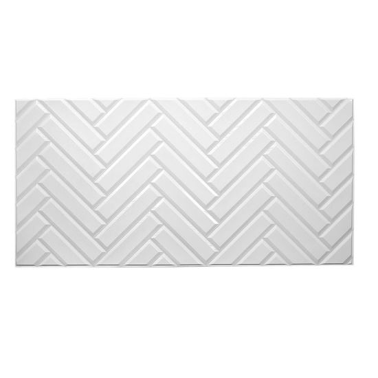 Dekoratív panel, PVC, 3D cikk-cakk modell, fehér, 96x48,5cm