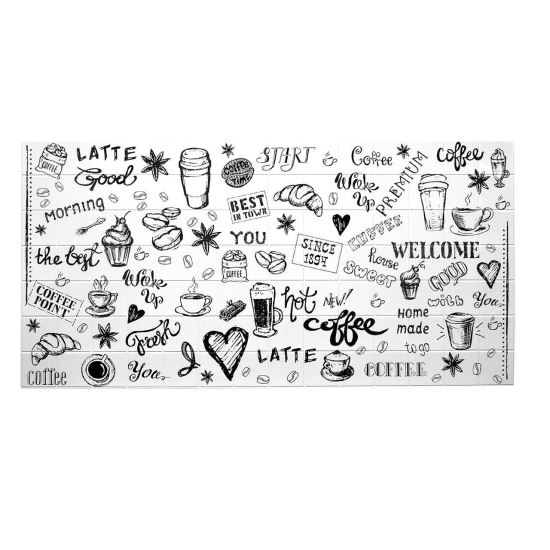 Dekoratív panel, PVC, modern modell, fekete-fehér, 96x48,5cm