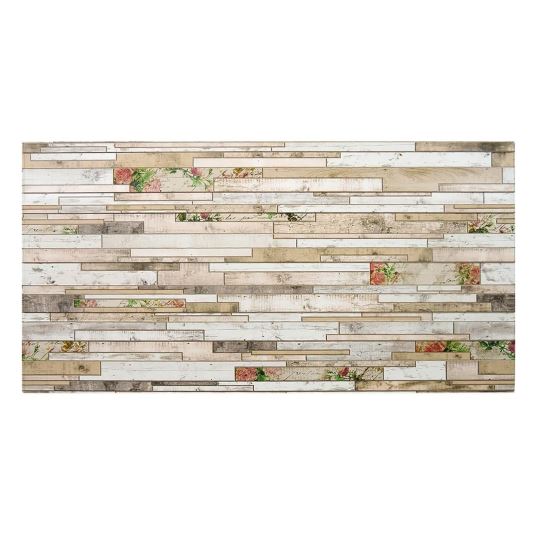 Dekoratív panel, PVC, 3D kő modell, rózsaszín virágok, 96x48,5cm