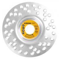 Csiszolt körtárcsa, formázott, furatokkal, karburált acél, fához, műanyaghoz, 125 mm, Strend Pro